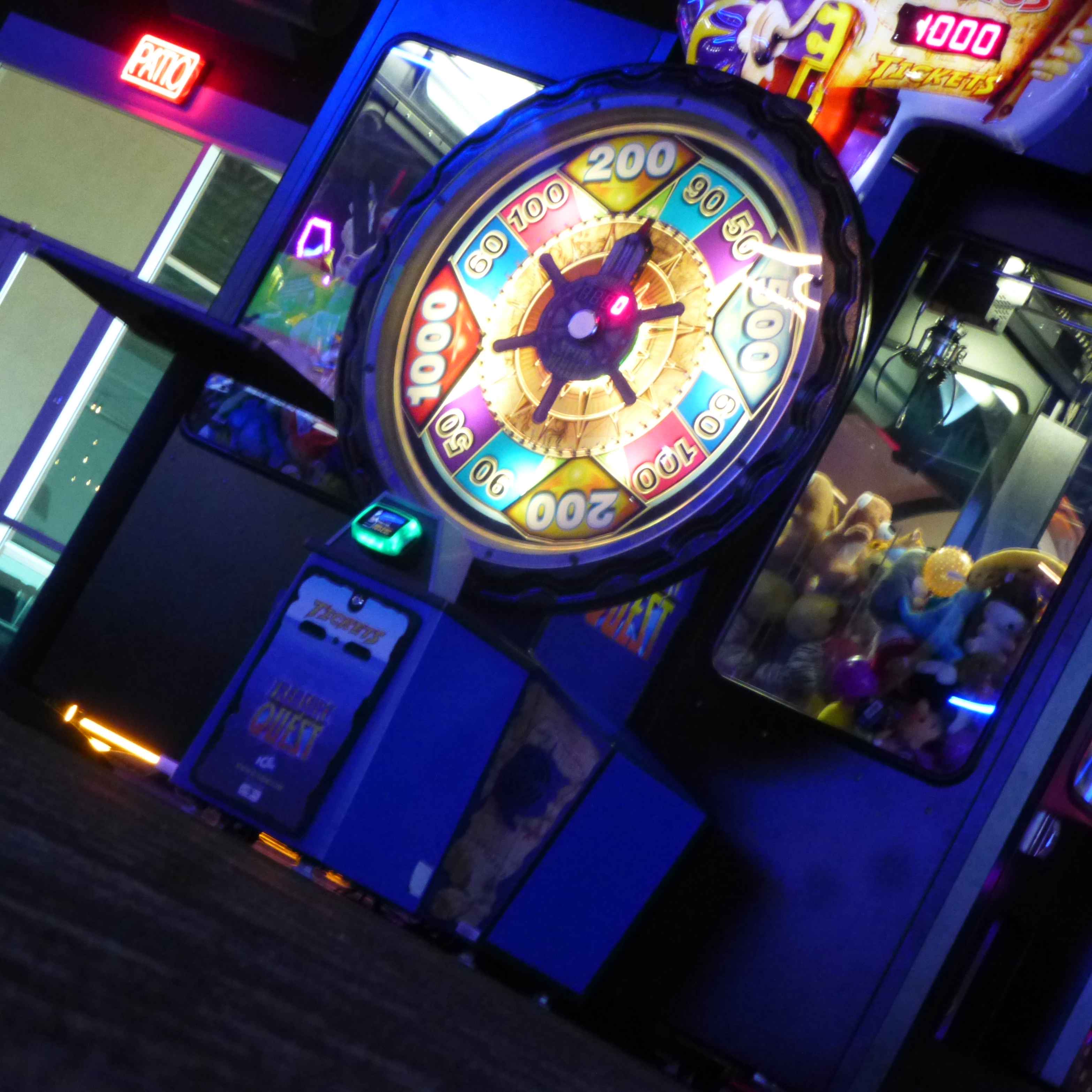 Gambling spinny wheel at Dave and Busters